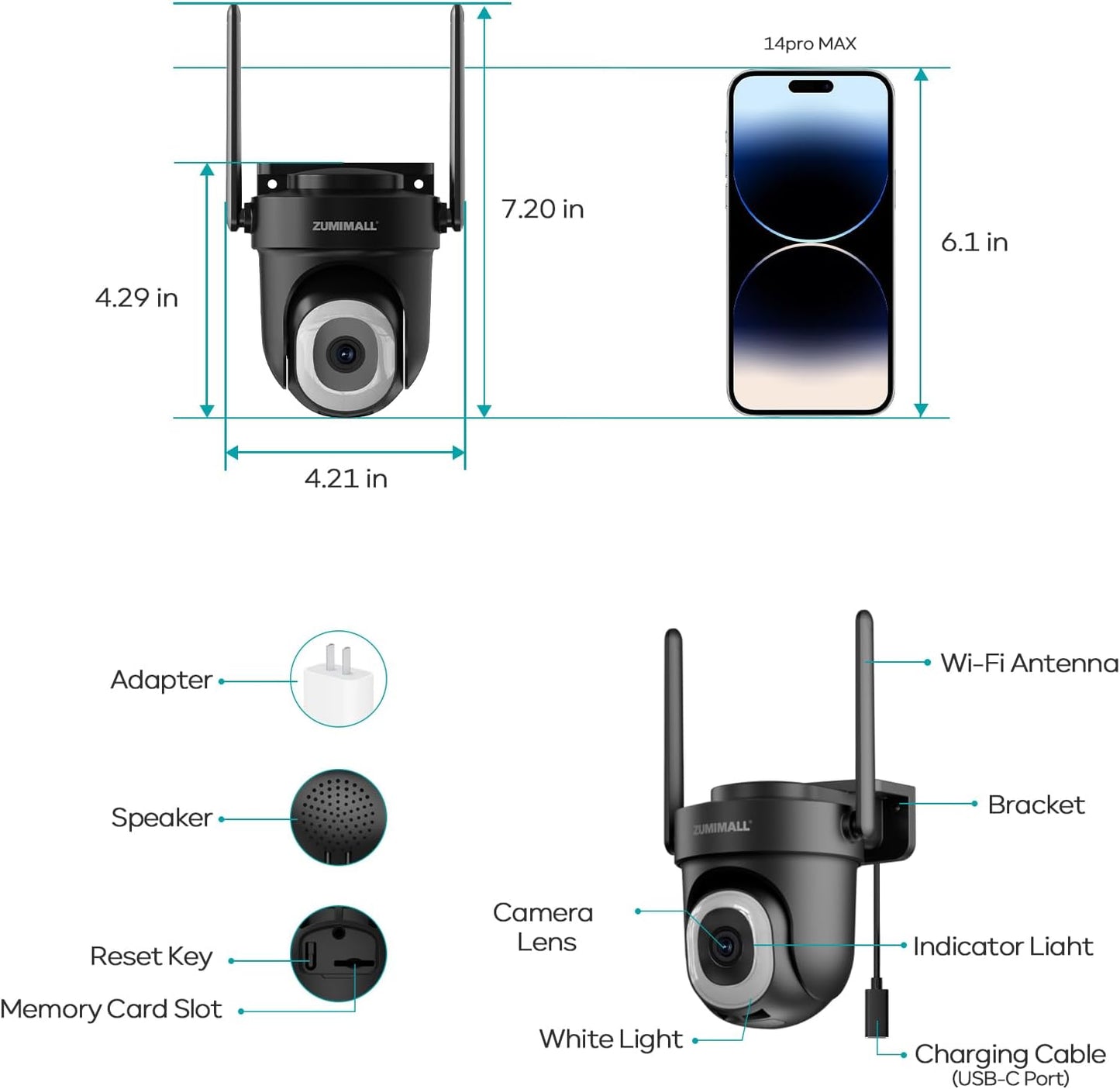 ZUMIMALL 5MP 5G WiFi Security Camera 2-Pack Black, 24/7 Recording - image 8