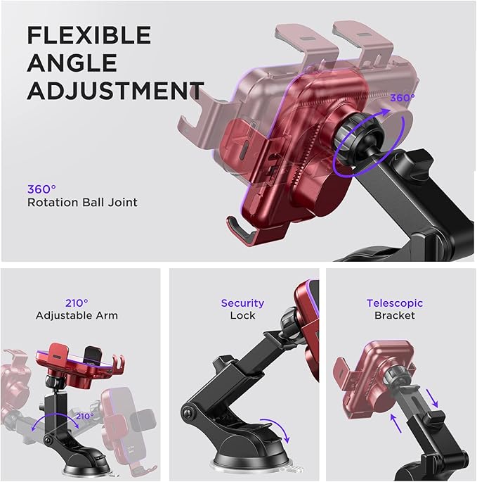 Wireless Car Charger,【7 Colored RGB Backlit】Mosurr 15W Auto Clamping - image 7