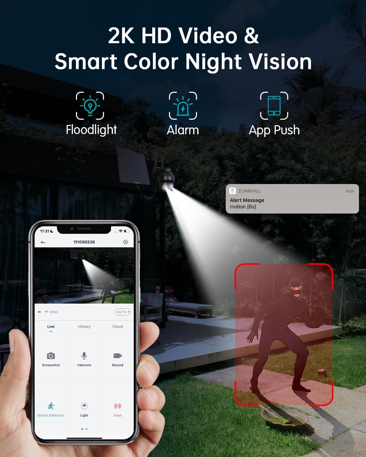 ZUMIMALL 4G LTE Cellular Solar Security Camera Wireless Outdoor - image 8