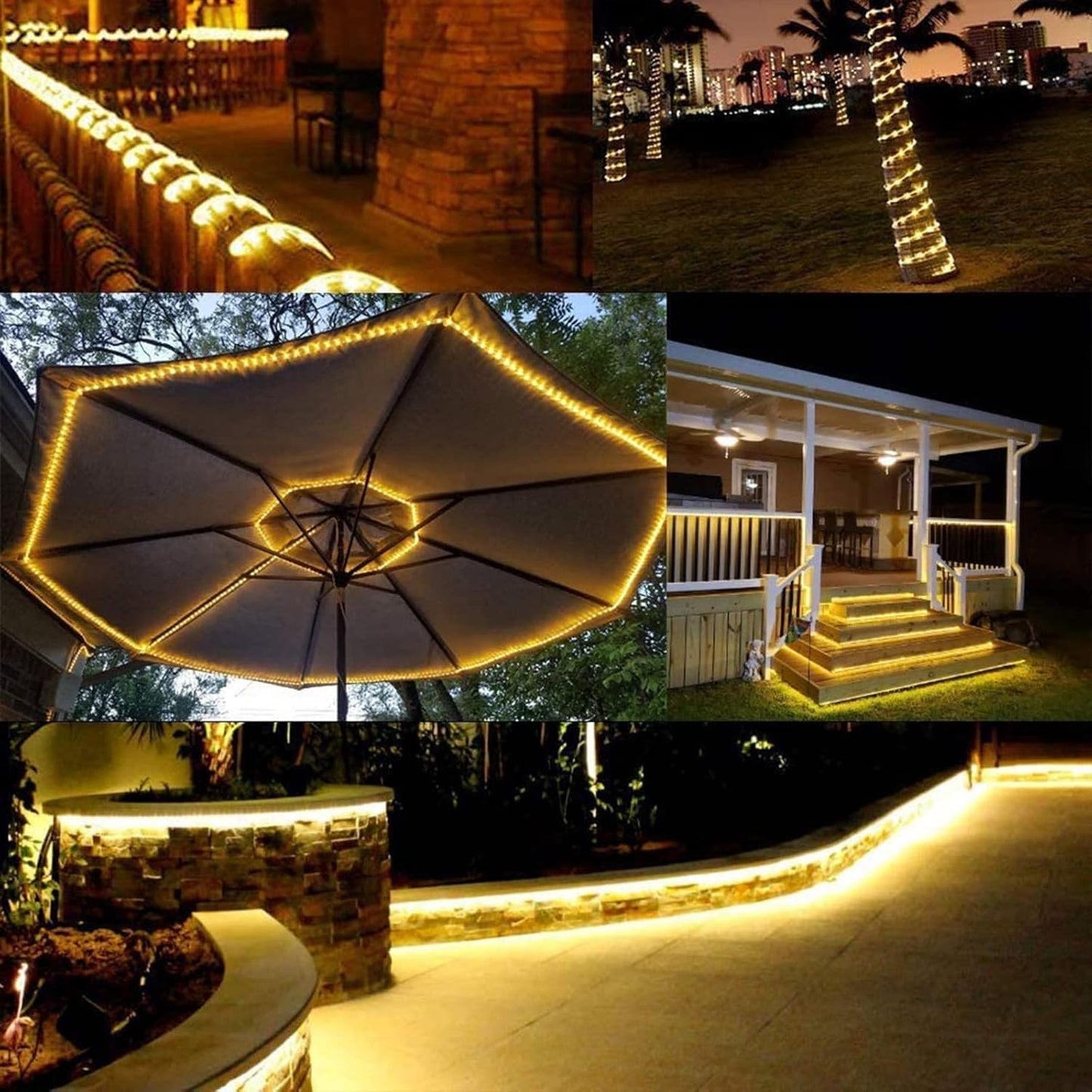 100ft LED Rope Lights Outdoor, 720 LED Connectable and Flexible Tube Lights with 8 Modes, Waterproof LED Rope Lighting for Garden, Patio, Pool, Bedroom, Party, Indoor Outdoor Decoration (Warm White)