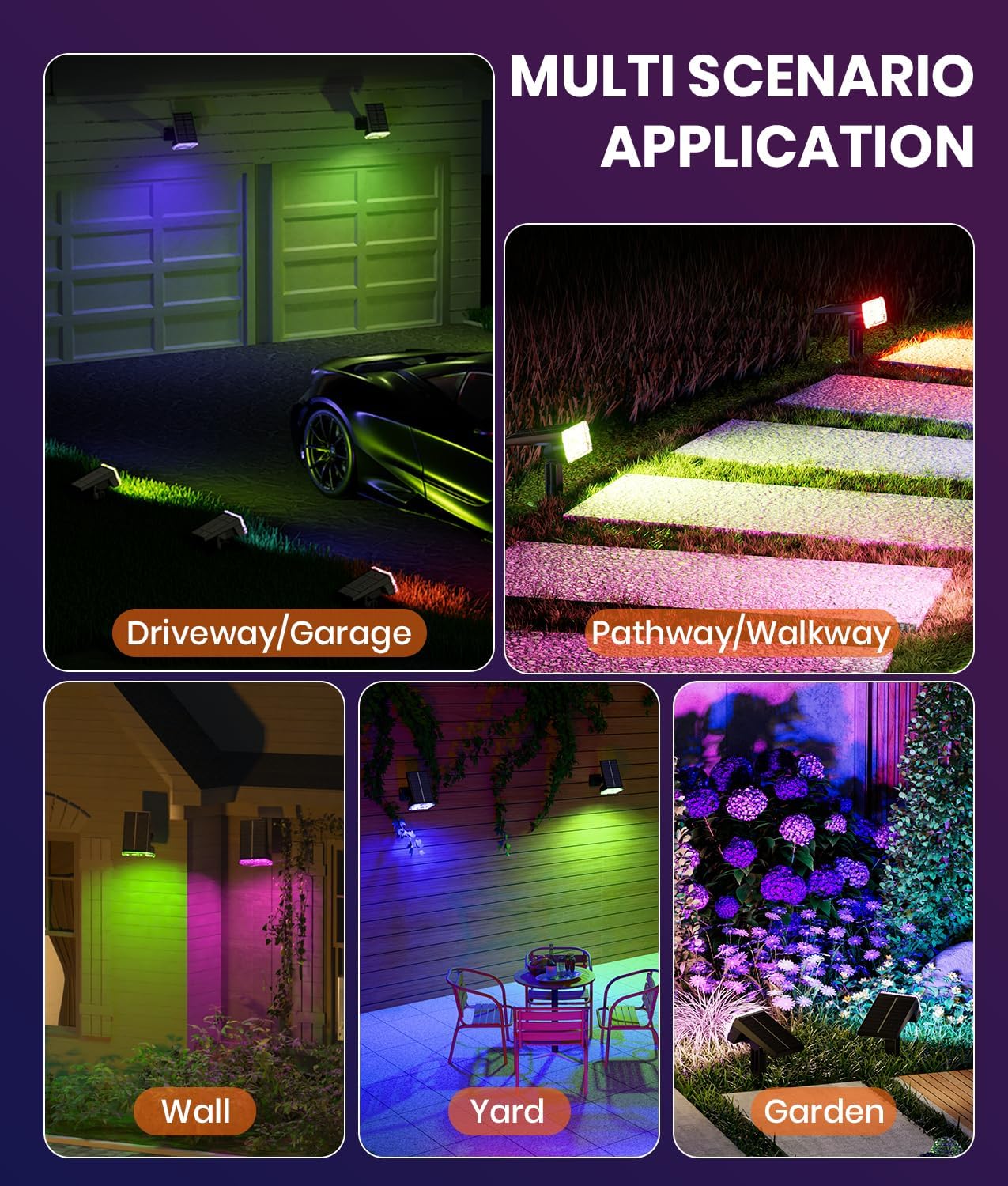 ALFIOT 1-Pack Solar Color Changing Lights Outdoor Waterproof,6 Dynamic - image 7