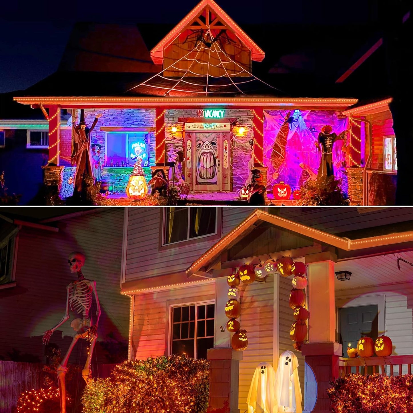 100ft LED Rope Lights Outdoor, 720 LED Connectable and Flexible Tube Lights with 8 Modes, Waterproof Indoor Outdoor LED Rope Lighting for Deck, Garden, Pool, Patio,Party, Holloween Decoration (Orange)