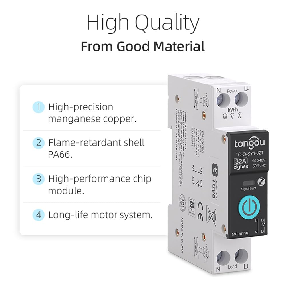 TONGOU ZigBee DIY Smart Switch 32A DIN Rail Switch 1P+N 90-240VAC - image 5