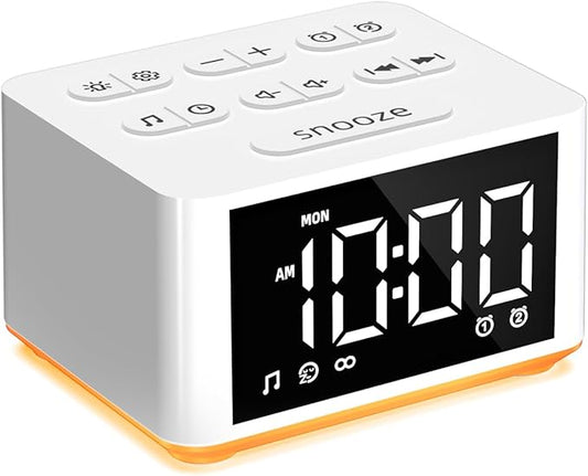 DailyBody 【3 in 1】 Sound Machine Dual Alarm Clock Night Light White - image 1