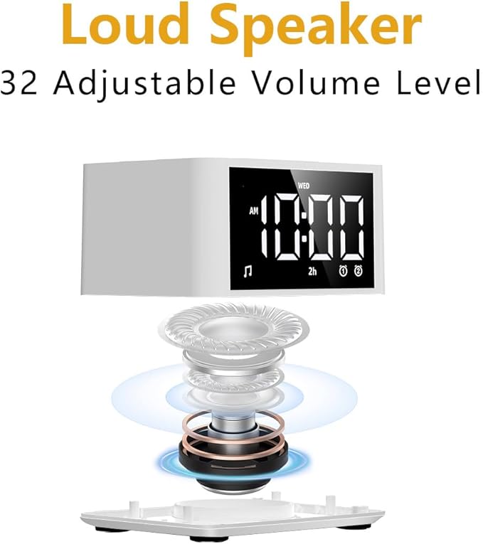DailyBody 【3 in 1】 Sound Machine Dual Alarm Clock Night Light White - image 7