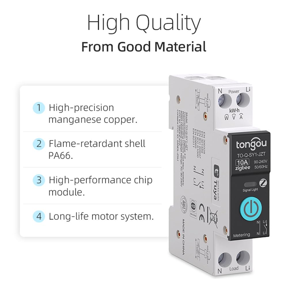 TONGOU ZigBee DIY Smart Switch 10A DIN Rail Switch 1P+N 90-240VAC - image 5