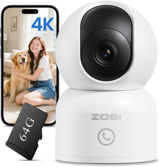 ZOSI 4K Indoor Security Camera, C518 WiFi Pan/Tilt Pet/Dog/Baby - image 1