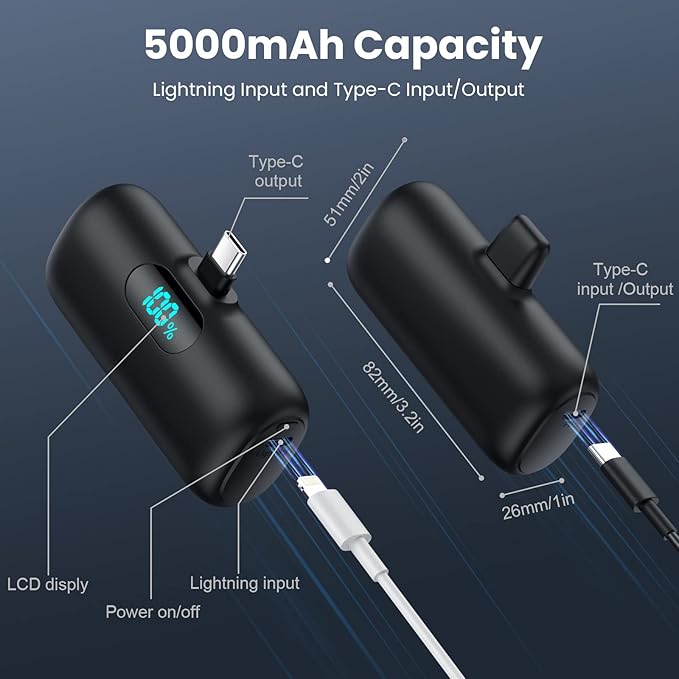 Swyop [2-Pack] Mini Portable Charger 5000mAh Power Bank,3A PD USB C - image 5
