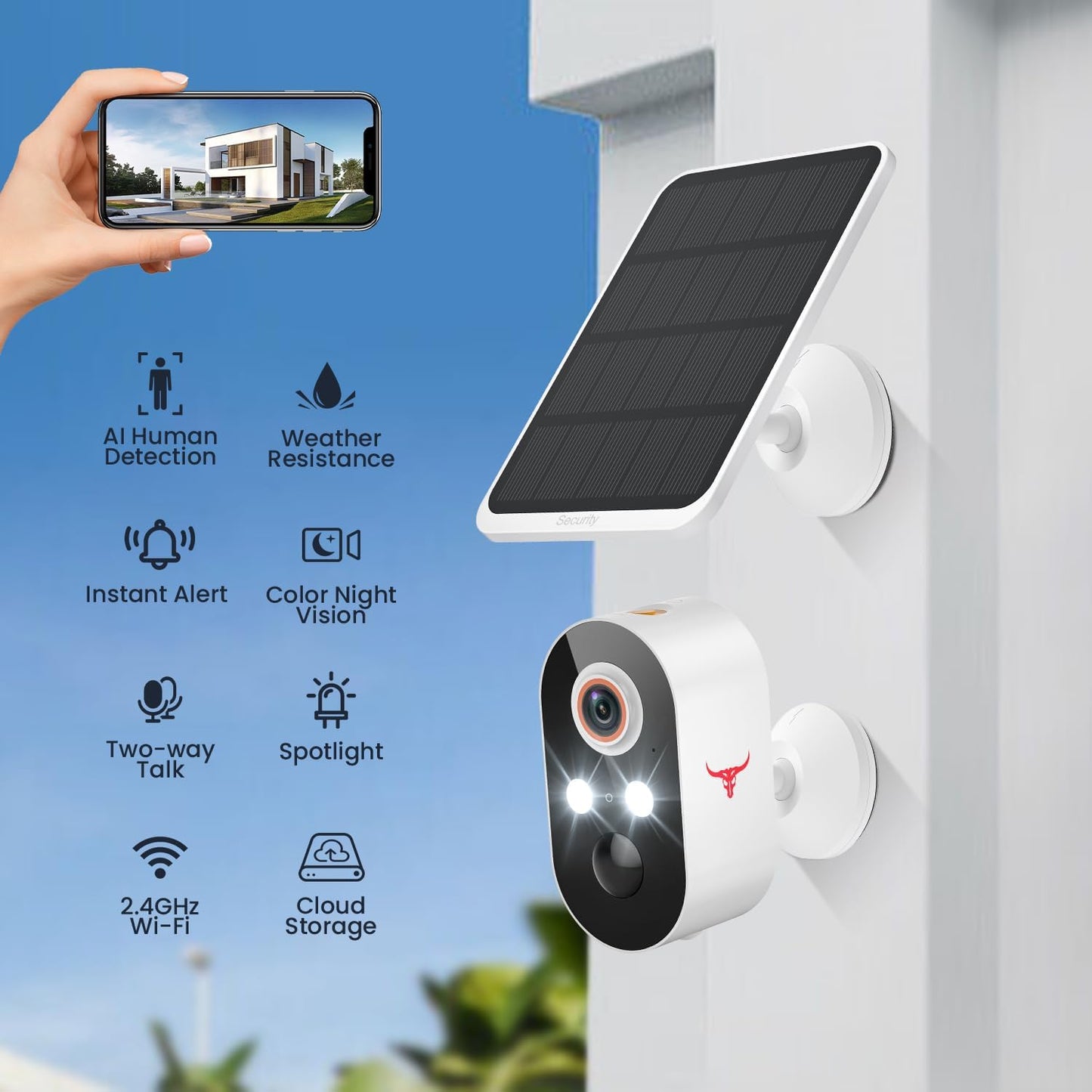 GlowPop 1080p Wireless Security Camera with Solar Panel, AI Human - image 2