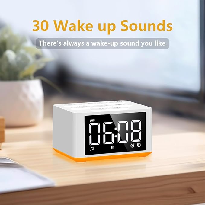 DailyBody 【3 in 1】 Sound Machine Dual Alarm Clock Night Light White - image 5