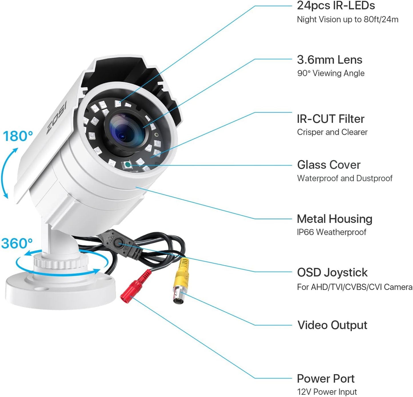 ZOSI 1080P HD 1920TVL Hybrid 4-in-1 TVI CVI AHD 960H CVBS CCTV - image 2