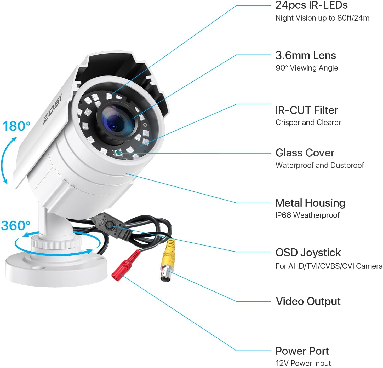 ZOSI 1080P HD 1920TVL Hybrid 4-in-1 TVI CVI AHD 960H CVBS CCTV - image 2