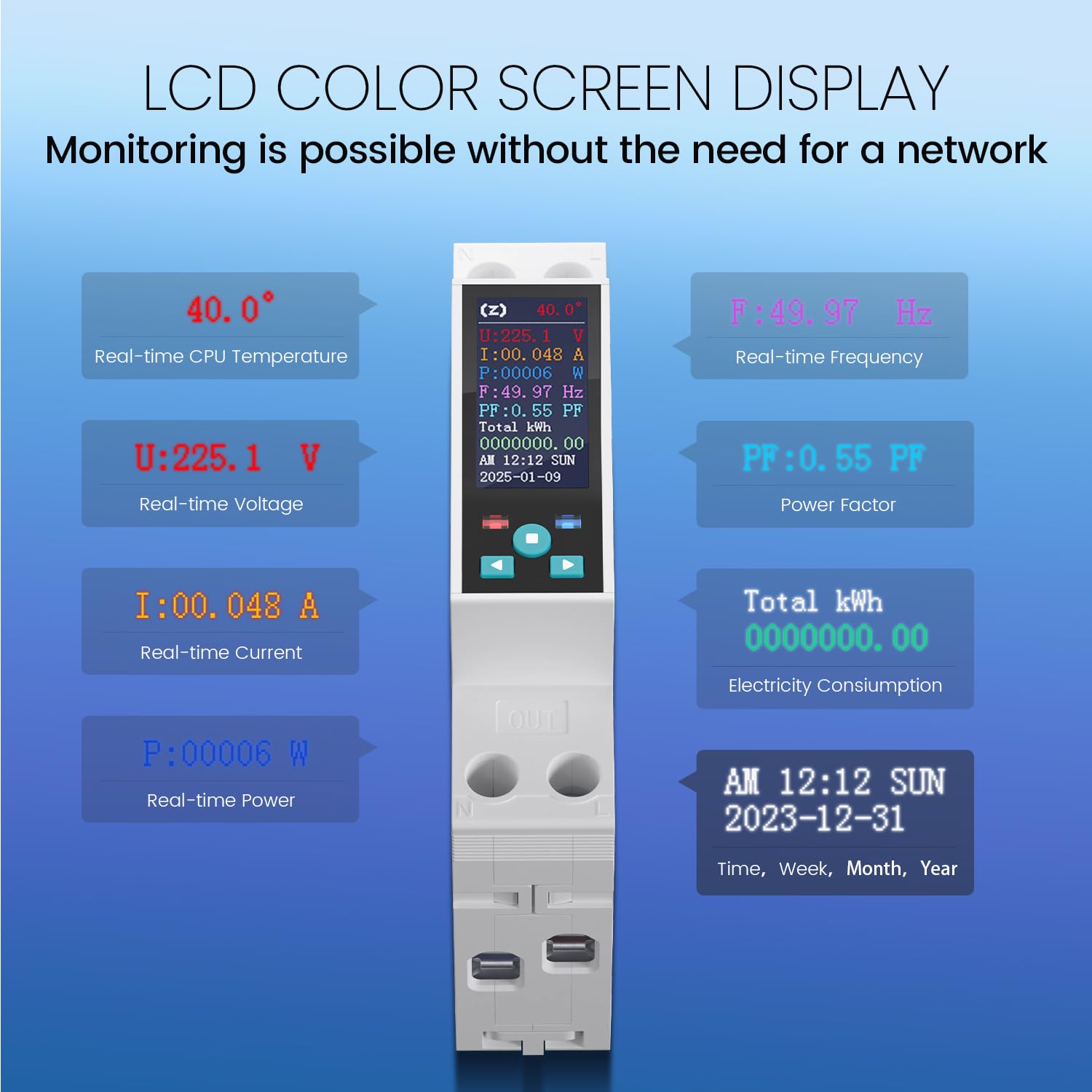 TONGOU Zigbee DIN Rail Smart Meter 1-50A 90-240VAC 1P+N Smart Switch - image 5