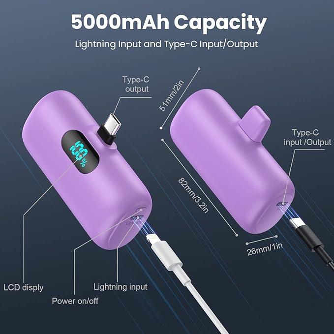 Swyop [2-Pack] Mini Portable Charger 5000mAh Power Bank,3A PD USB C - image 7