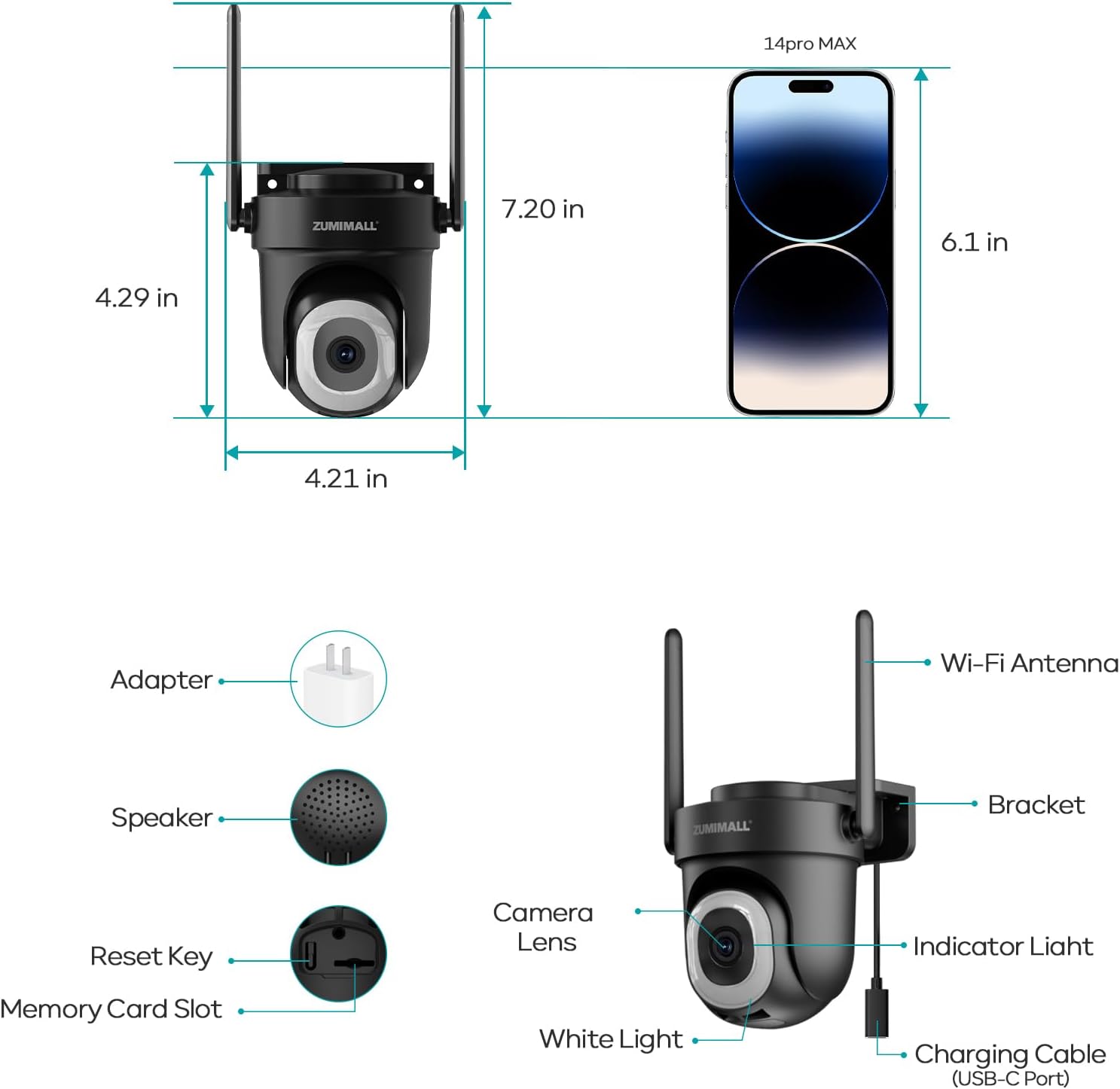 ZUMIMALL 5MP 5G WiFi Security Camera 2-Pack Black, 24/7 Recording - image 8