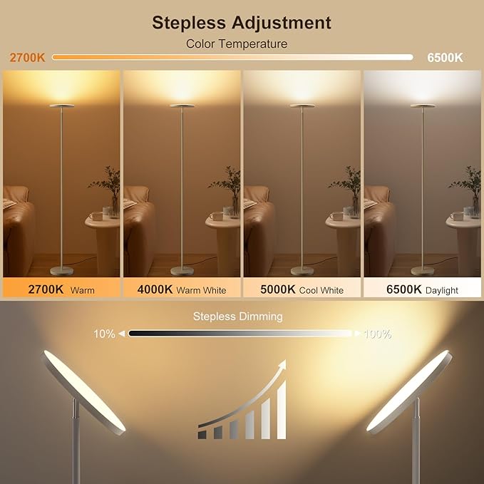 FULSUNT 𝐑𝐆𝐁 Torchiere Floor Lamps for Living Room - Everyday Use - image 4