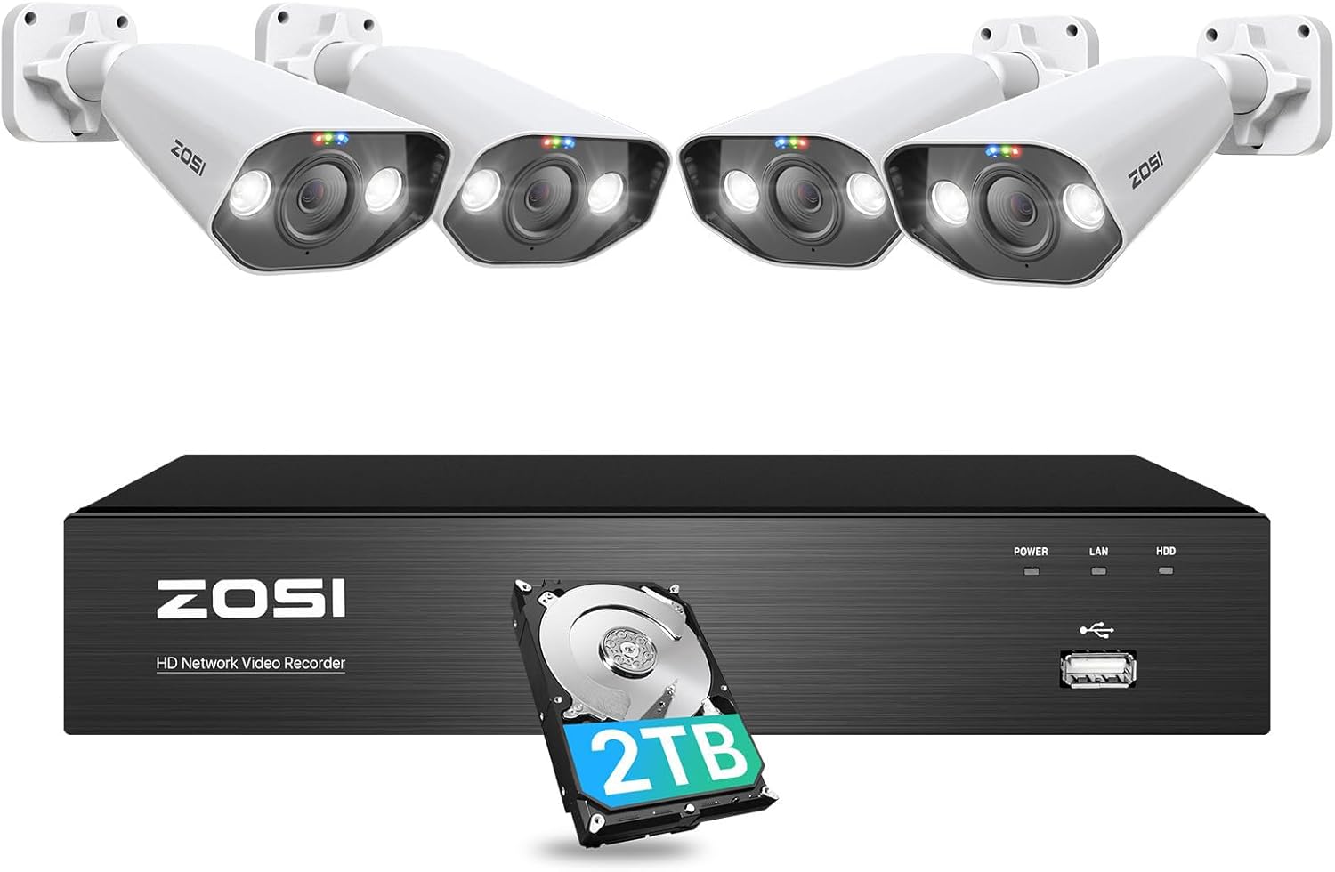 ZOSI 4K Spotlight PoE Security Camera System,8 Port 16CH 8MP NVR - image 1