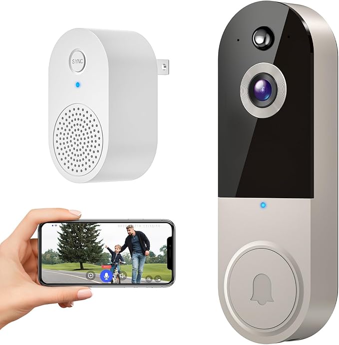 BotMelt 1080P Wireless Video Doorbell Camera with Receiver, Night - image 1