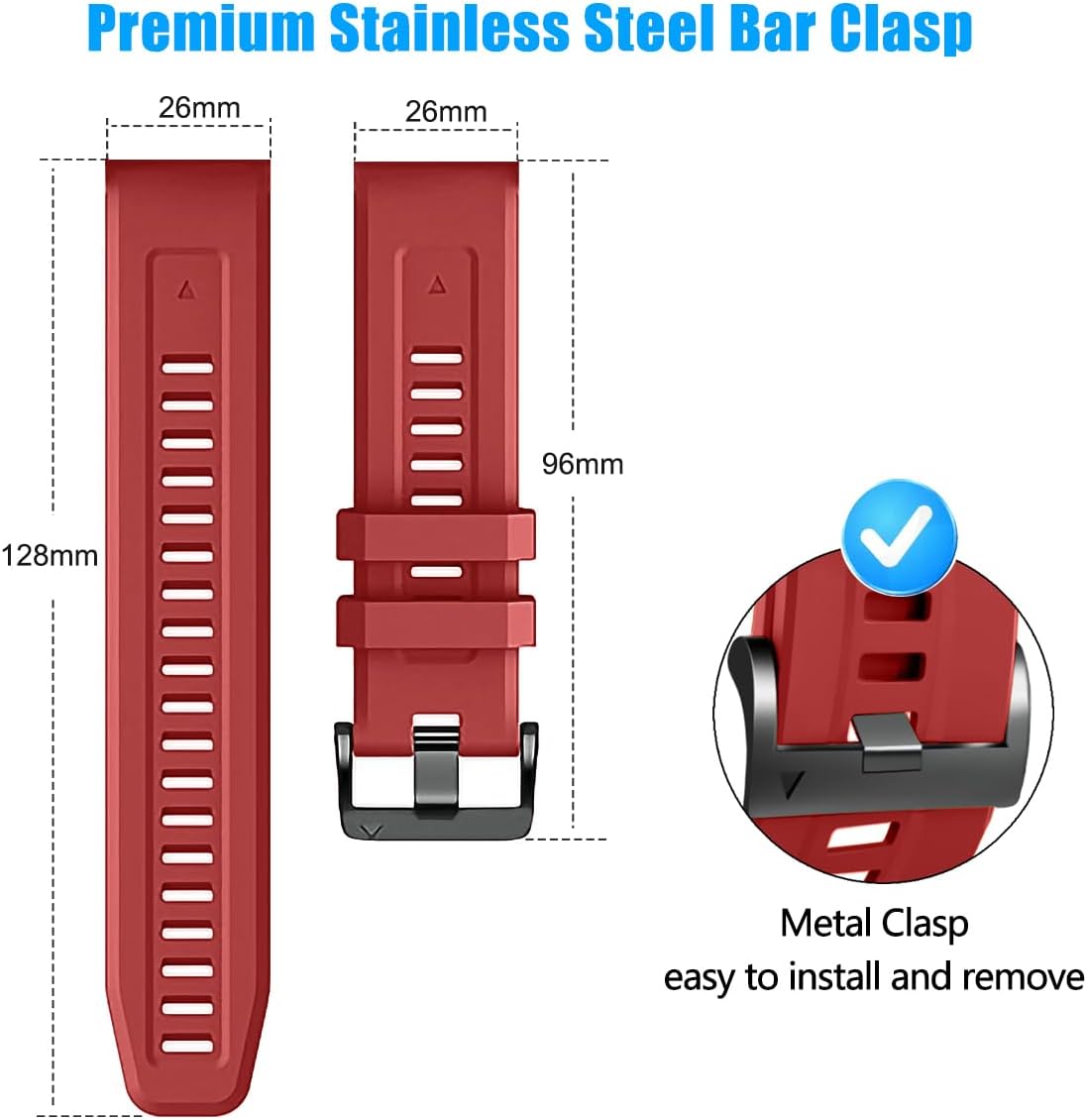 ZPJPPLX 26mm Compatible with Garmin Fenix 8 AMOLED 51mm/7X Pro/6X - image 4