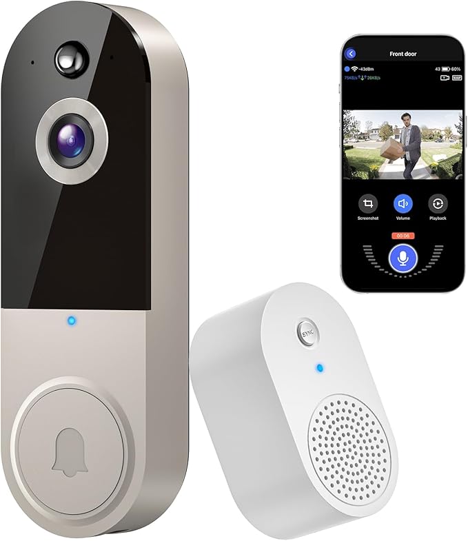 Lunelyx 1080P Video Doorbell Camera, Wireless Indoor/Outdoor - image 1