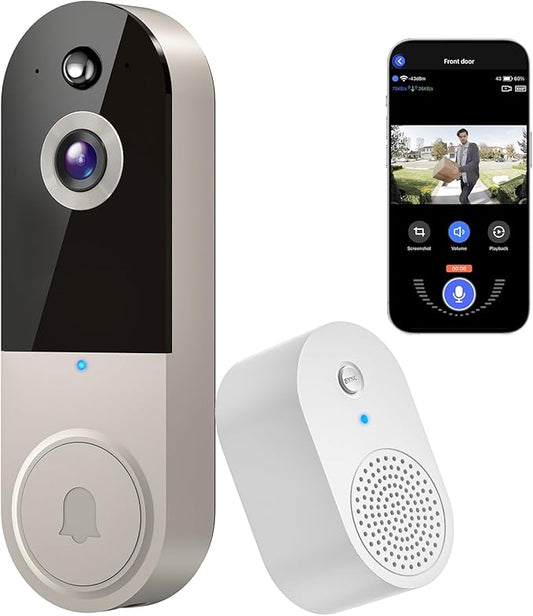 Lunelyx 1080P Video Doorbell Camera, Wireless Indoor/Outdoor - image 1