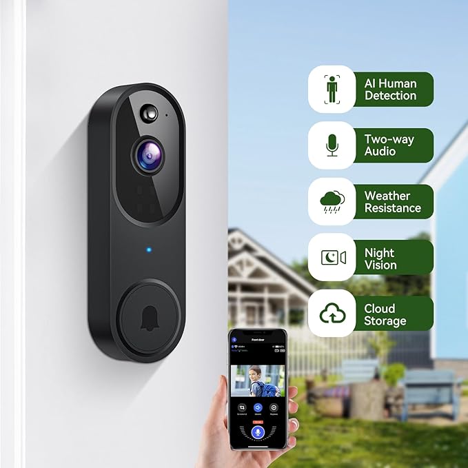HopeFlex 1080P Smart Wireless Video Doorbell Camera, Night Vision - image 2