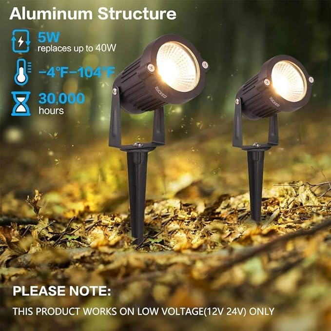 ZUCKEO Low Voltage Landscape Lights 5W LED Landscape Lighting 12V 24V - image 2
