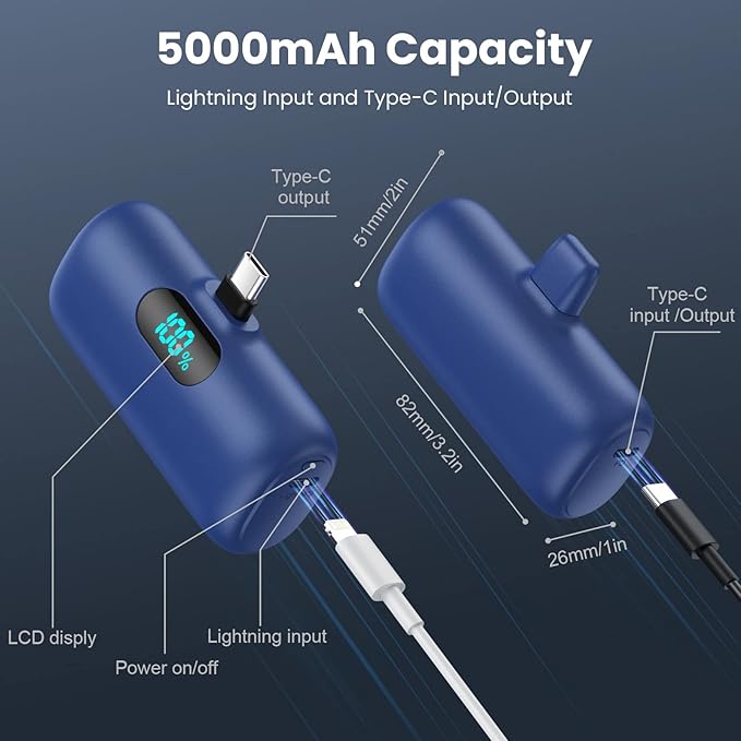 Swyop [2-Pack] Mini Portable Charger 5000mAh Power Bank,3A PD USB C - image 7