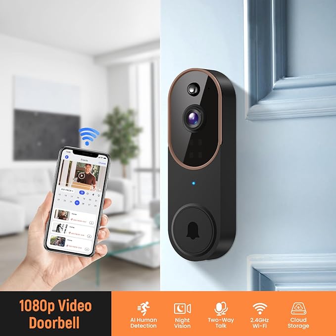 GridTera 1080p Wireless Video Doorbell Camera, AI Human Detection - image 2