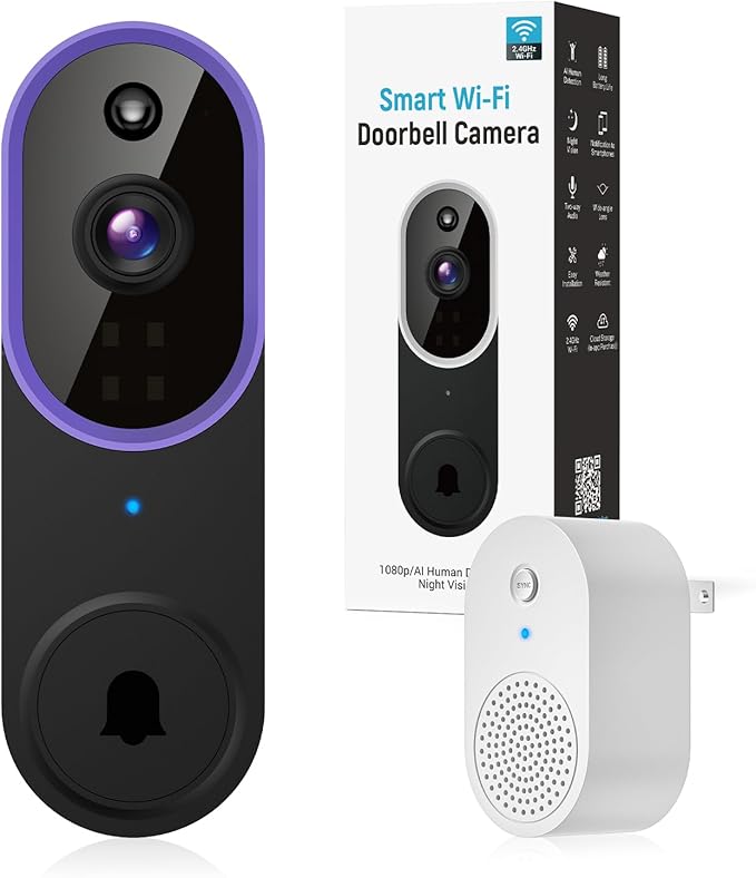 BITEPASS 1080p Video Doorbell Camera Wireless with Chime, AI Human - image 1