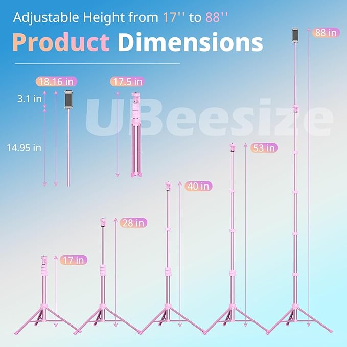 UBeesize 88’’ Flexible Phone Tripod with 14.95’’ Gooseneck - image 2