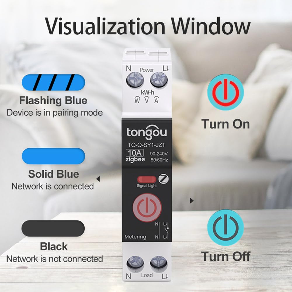 TONGOU ZigBee DIY Smart Switch 10A DIN Rail Switch 1P+N 90-240VAC - image 7
