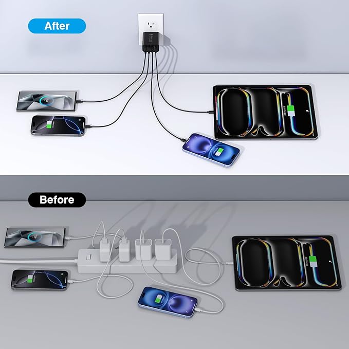 Dulums [2 Pack/40W] 4-Port USB C Wall Charger Block - Everyday Use - image 6