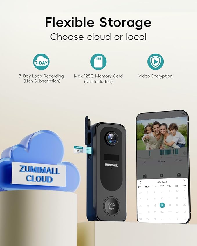 ZUMIMALL Doorbell Camera Wireless - 2K Video Doorbell with Chime, 2 - image 7