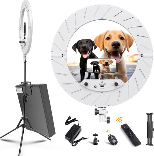 Ring Light Kit:18"/45cm Outer 55W6700k Dimmable LED Light, Tripod Stand, Remote Controller,Box for Camera,Smartphone,YouTube,TikTok,Self-Portrait Shooting,CRI95,White
