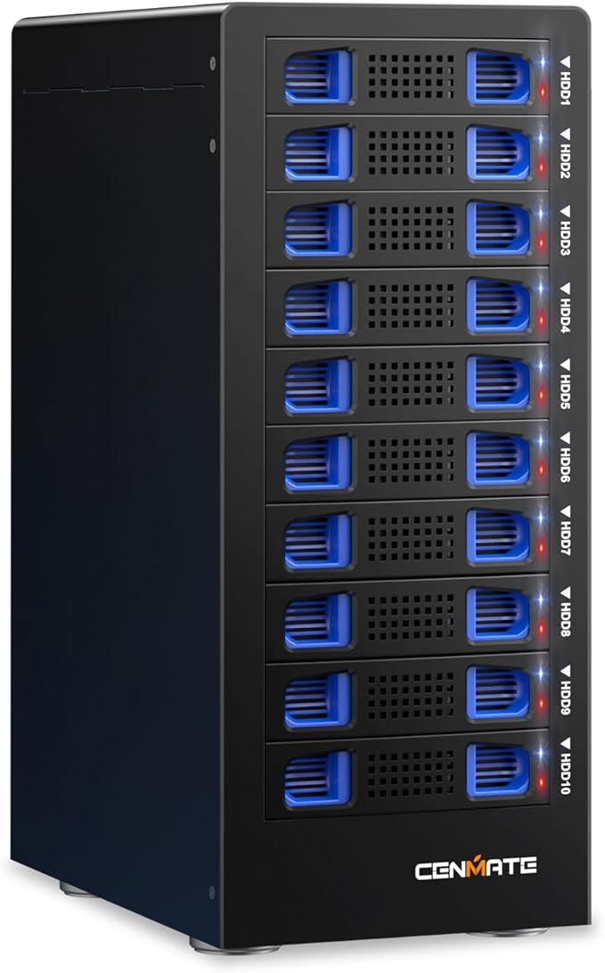 cenmate 10 Bay Hard Drive Enclosure with Cooling Fan for 2.5/3.5" SATA - image 1