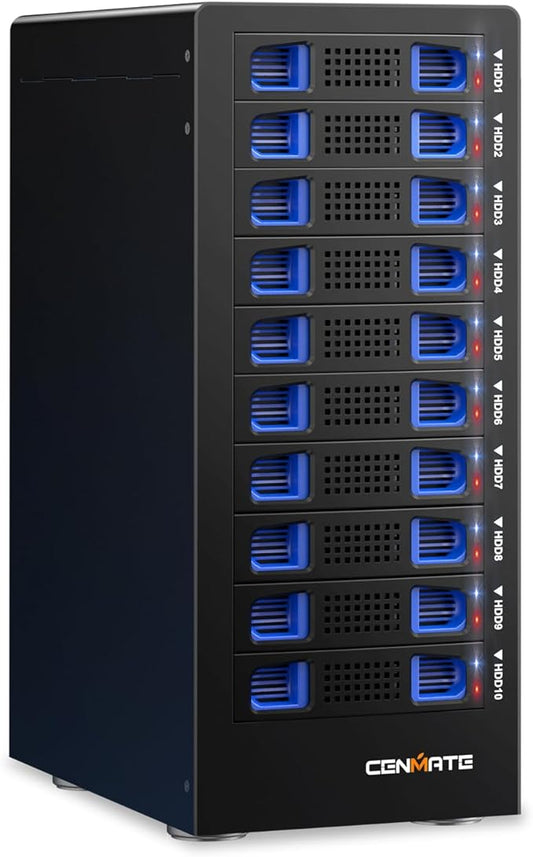 cenmate 10 Bay Hard Drive Enclosure with Cooling Fan for 2.5/3.5" SATA - image 1