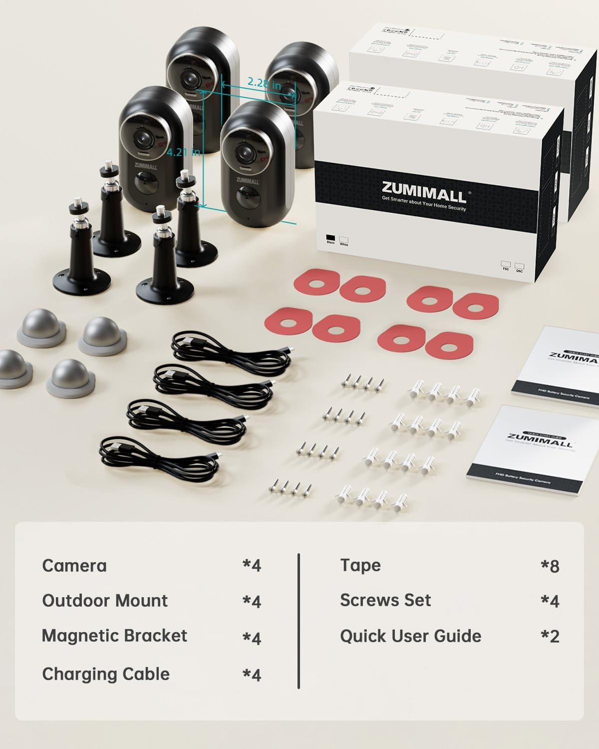 ZUMIMALL Security Cameras Wireless Outdoor, 4 Packs - Everyday Use - image 8