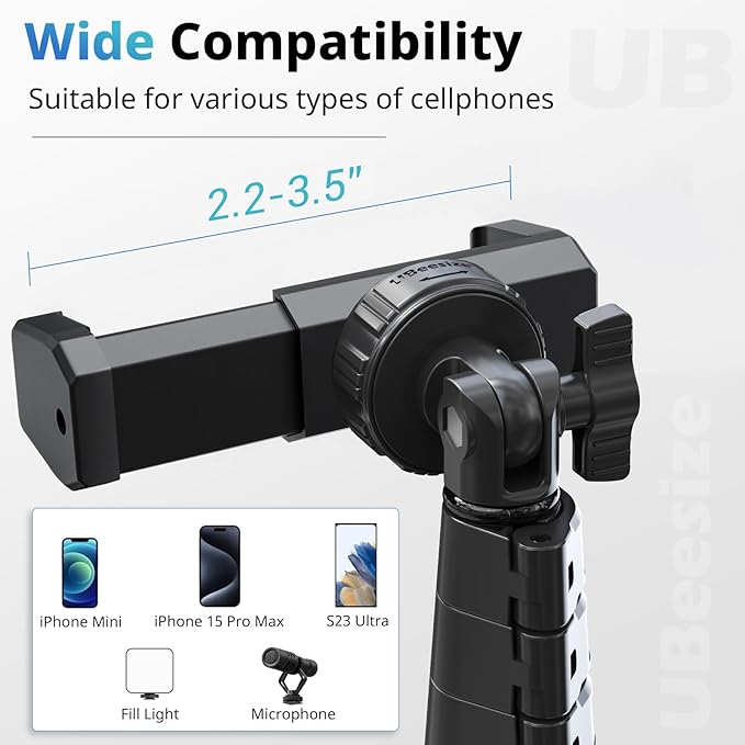 UBeesize 62" Phone Tripod & Selfie Stick - Comfort & Support - image 3