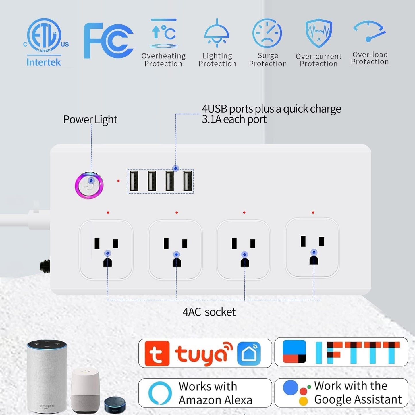 XENON ZigBee Smart Power Strip Surge Protector,Smart Fast Charge - image 2