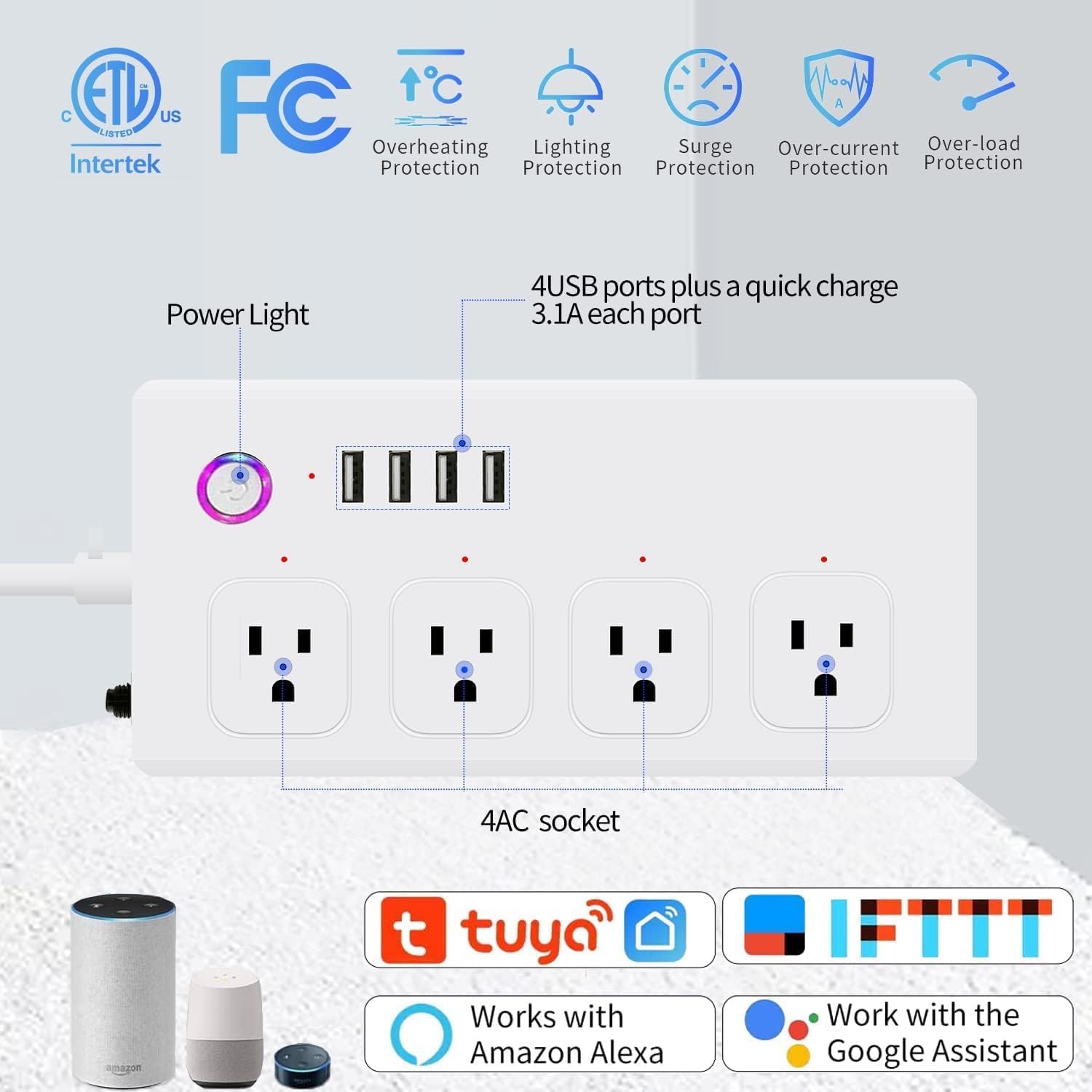 XENON ZigBee Smart Power Strip Surge Protector,Smart Fast Charge - image 2
