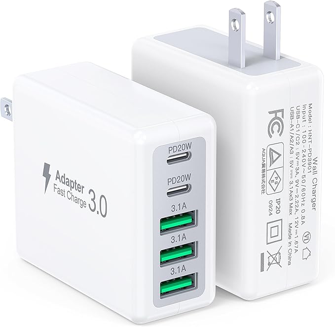 Qwinjwin [2-Pack] 50W USB C Wall Charger Block,5-Port Type C Fast - image 1