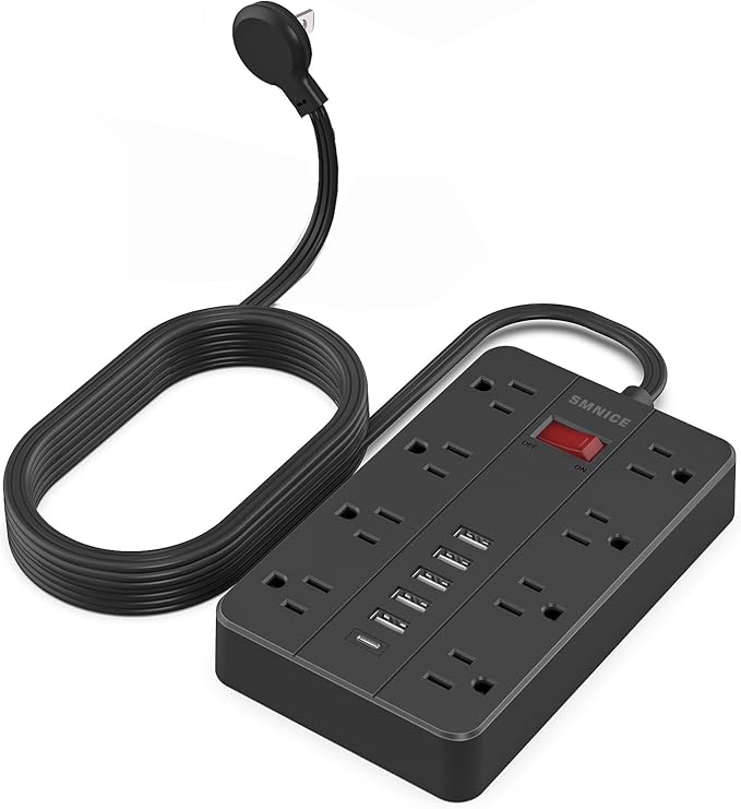 SMNICE 10 Ft Extension Cord Surge Protector - image 1