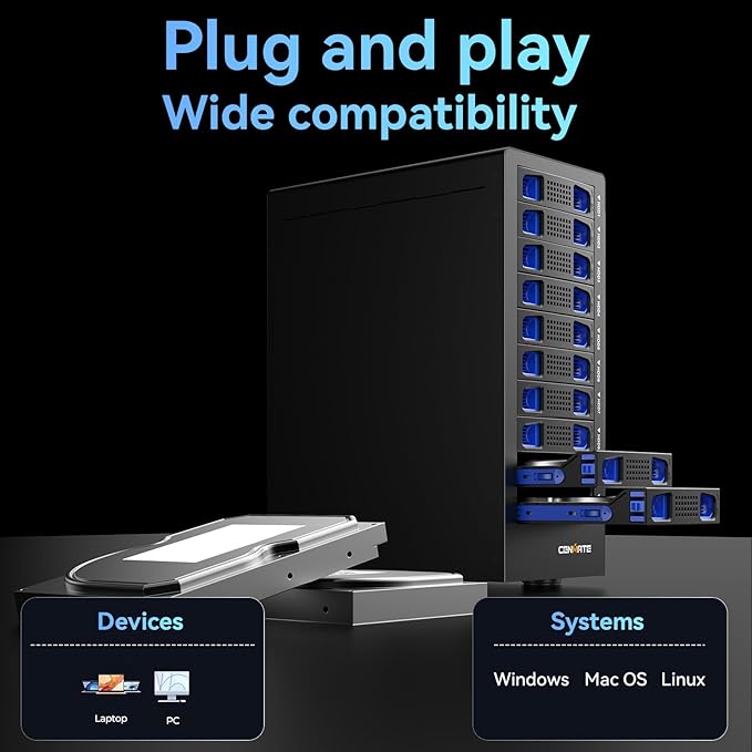 cenmate 10 Bay Hard Drive Enclosure with Cooling Fan for 2.5/3.5" SATA - image 6