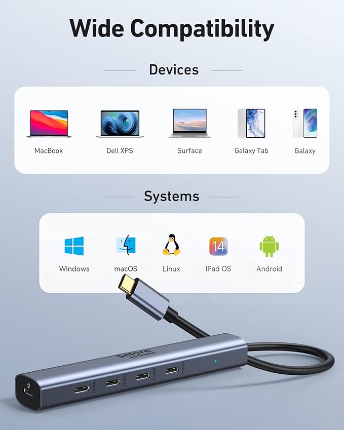 Selore&S-Global 10Gbps USB-C Hub, 5-Port USB-C Splitter with 100W - image 7