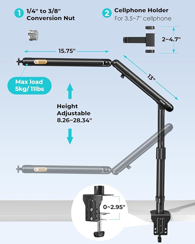 Viozon Overhead Camera Mount, Overhead Phone Stand - Everyday Use - image 3