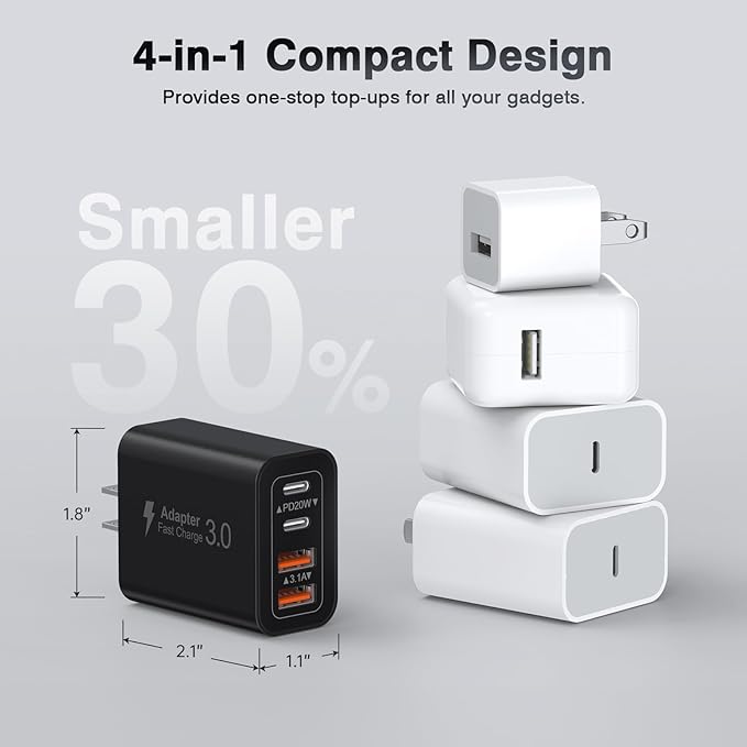 Dulums [2 Pack/40W] 4-Port USB C Wall Charger Block - Everyday Use - image 5