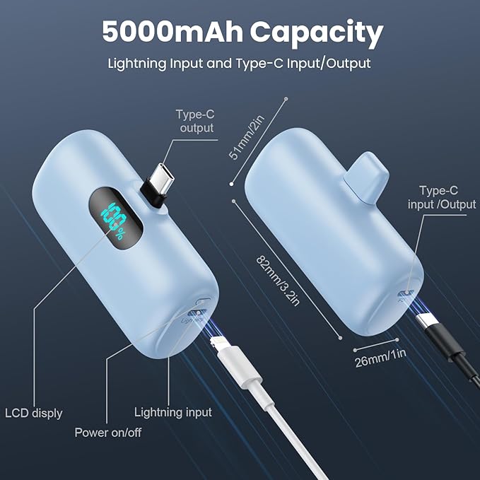 Swyop [2-Pack] Mini Portable Charger 5000mAh Power Bank,3A PD USB C - image 5