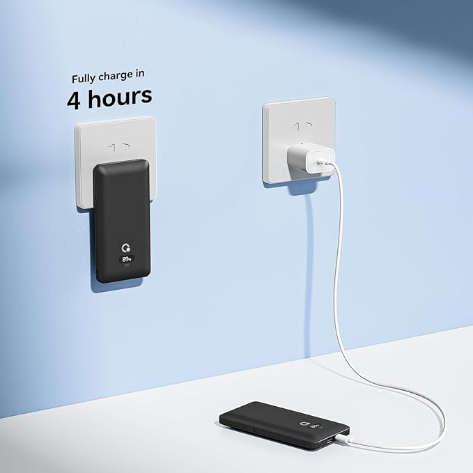 Brand Q 10000mAh Portable Charger with Built-in Cables and AC Wall - image 3