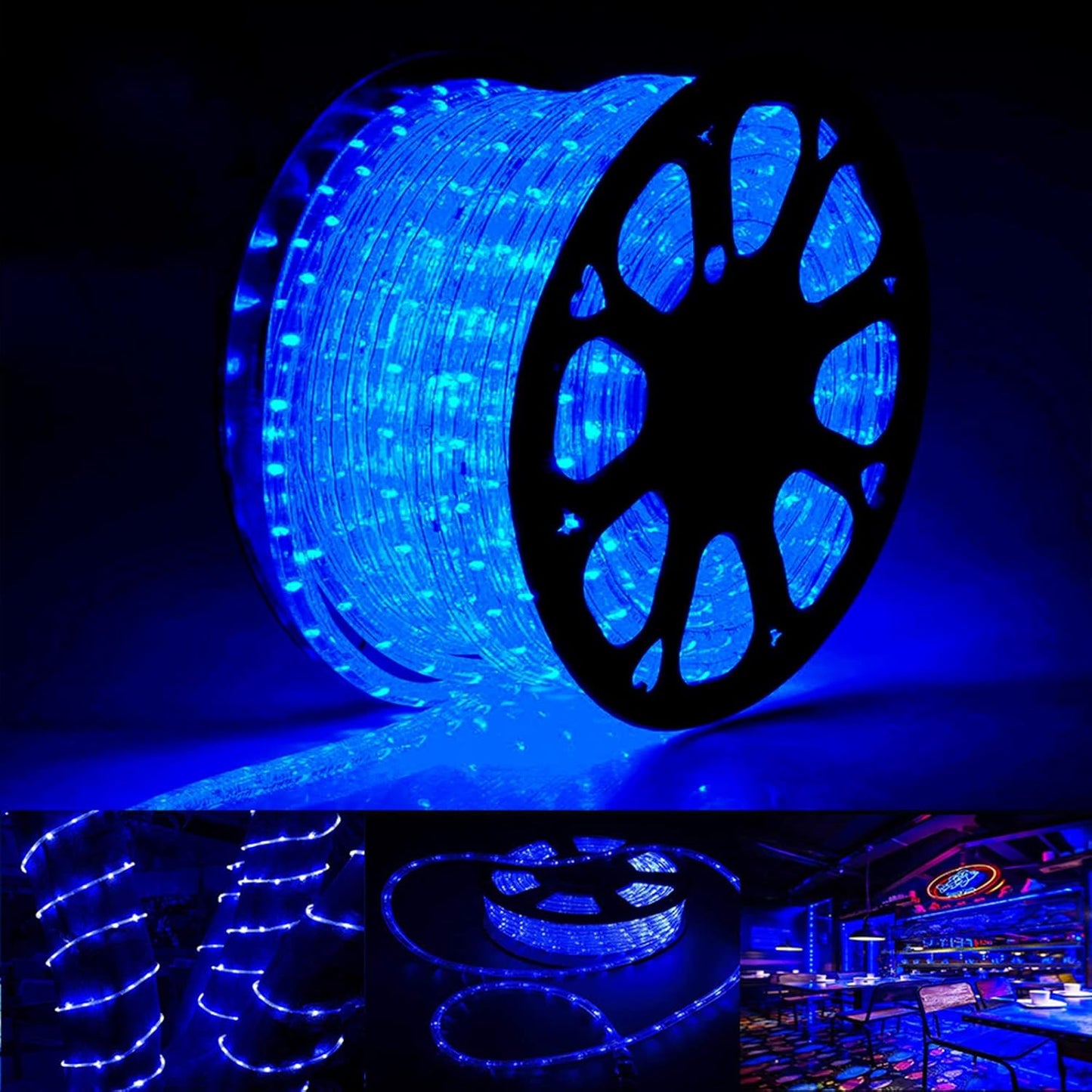 100ft LED Rope Lights Outdoor, 720 LED Connectable and Flexible Tube Lights with 8 Modes, Waterproof LED Rope Lighting for Garden, Patio, Bedroom, Party, Pool, Indoor Outdoor Xmas Decoration (Blue)